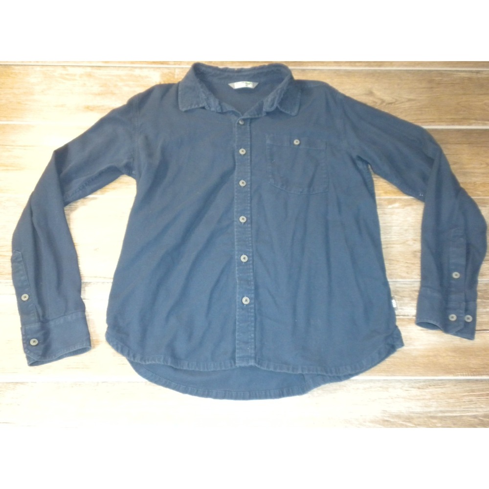 Stio Shirt Mens M Blue Miter Stretch Lightweight Flannel Organic Cotton Mountain